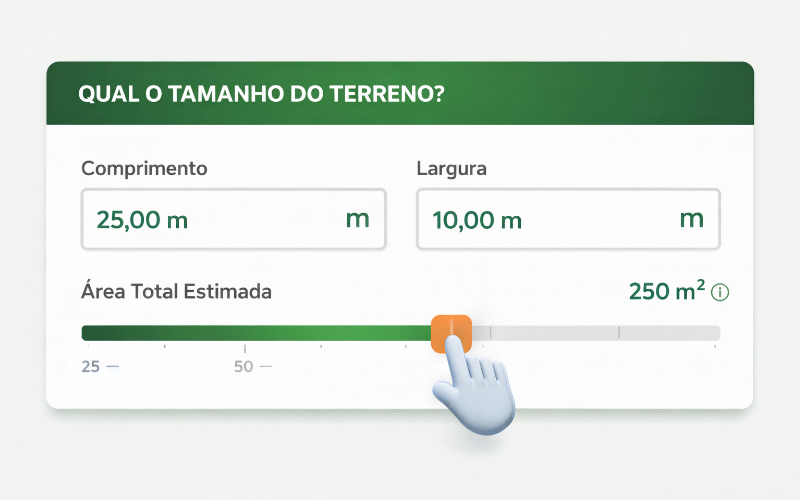 Adicione o tamanho do terreno