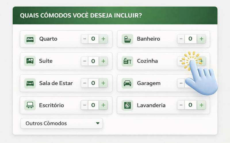 Inclua os cômodos desejados